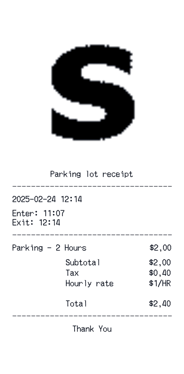 Parking lot receipt template example