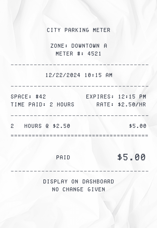 Parking Ticket Receipt receipt template