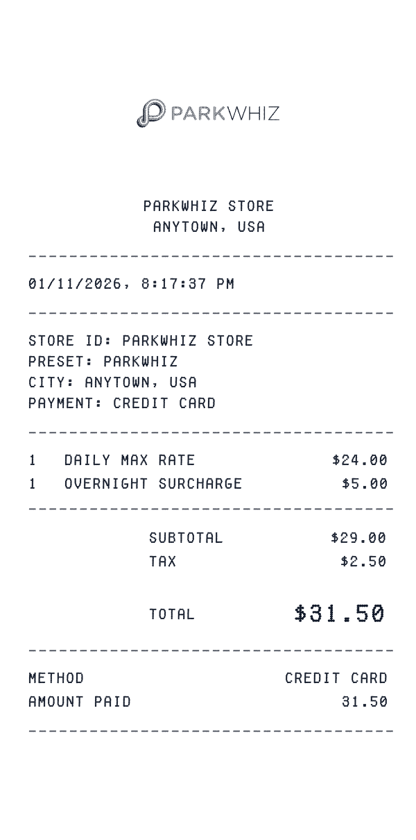 ParkWhiz receipt template