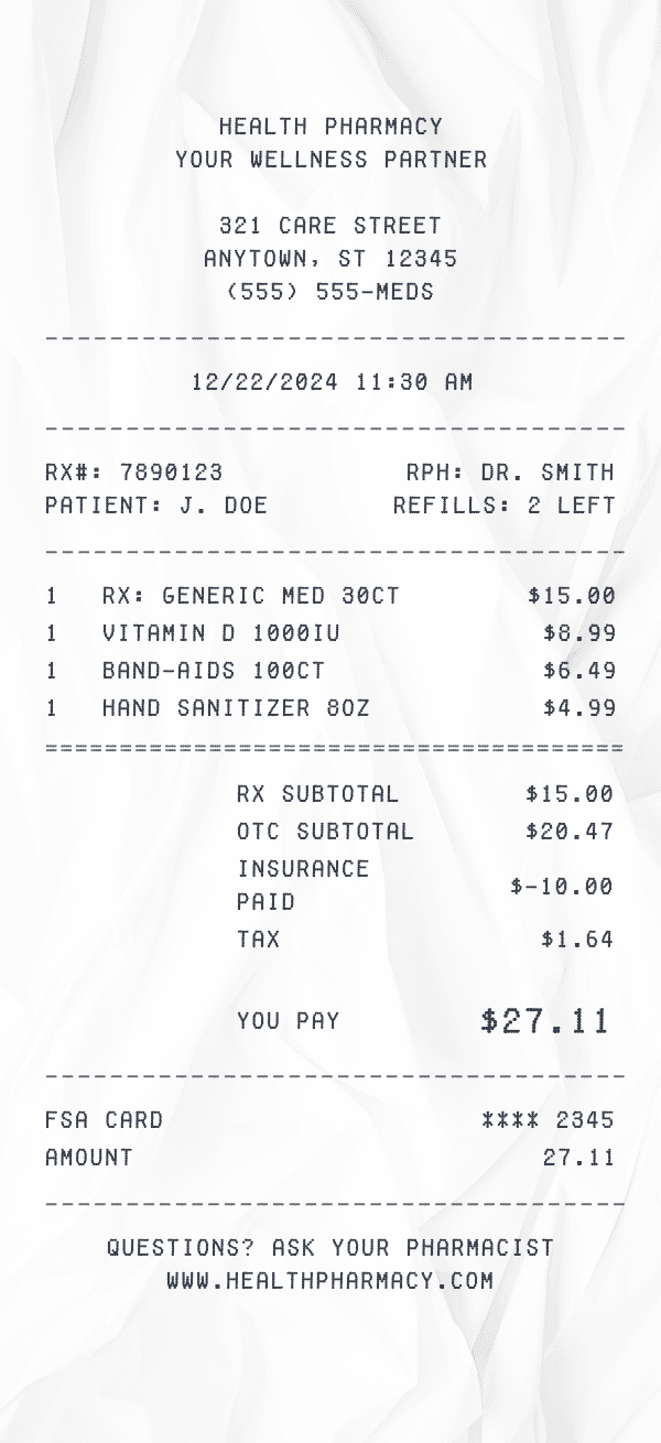 Pharmacy Receipt receipt template example