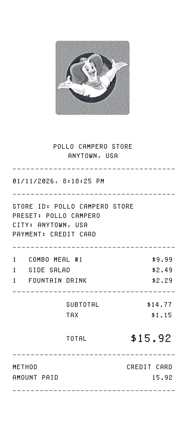 Pollo Campero receipt preview