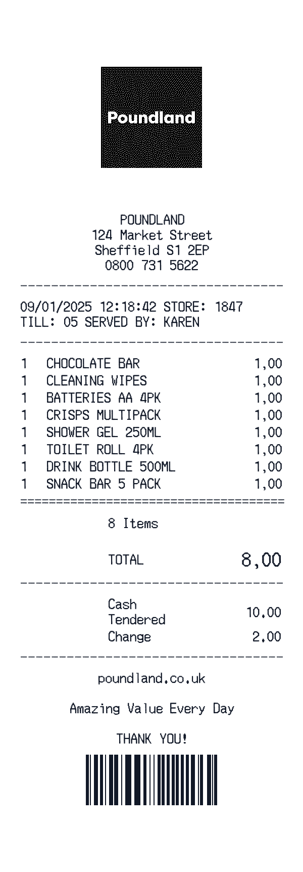 Poundland receipt preview