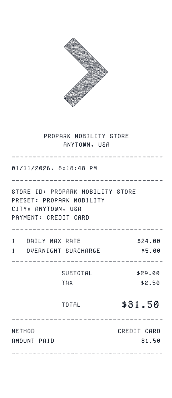 Propark Mobility receipt preview