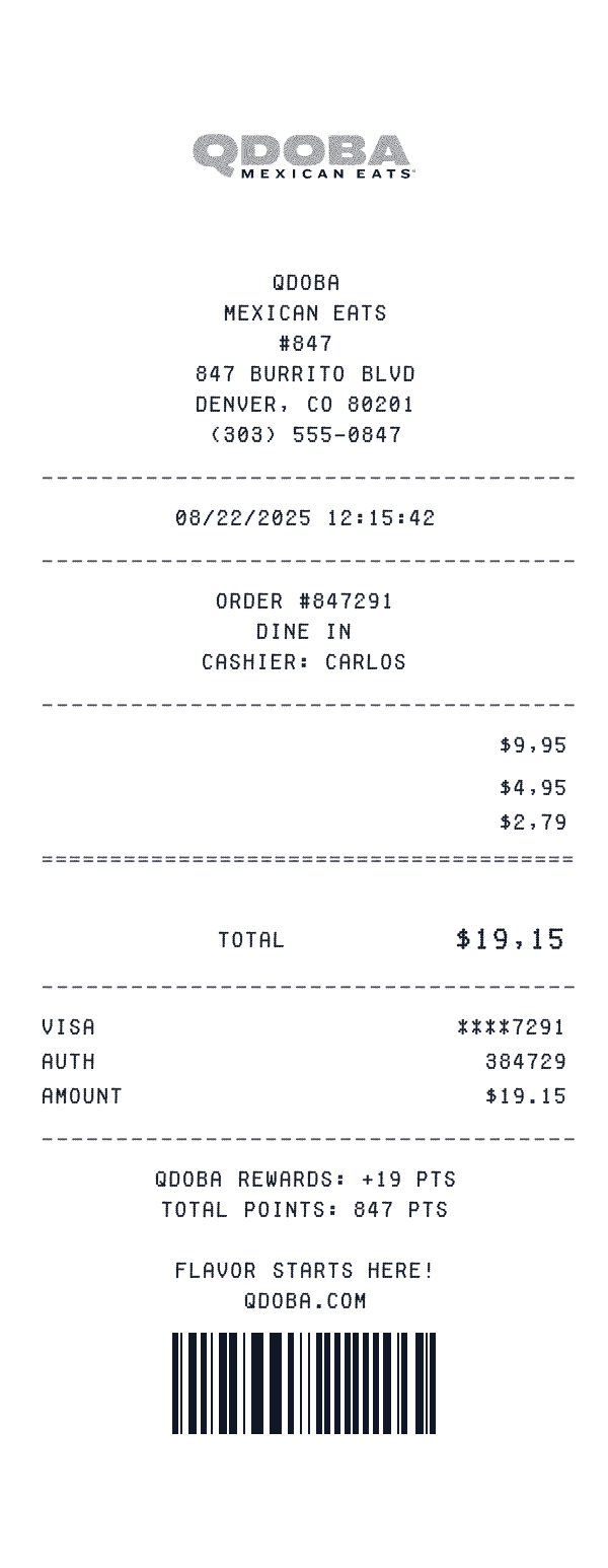 Qdoba receipt preview
