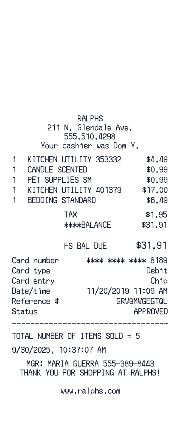 Ralphs receipt preview