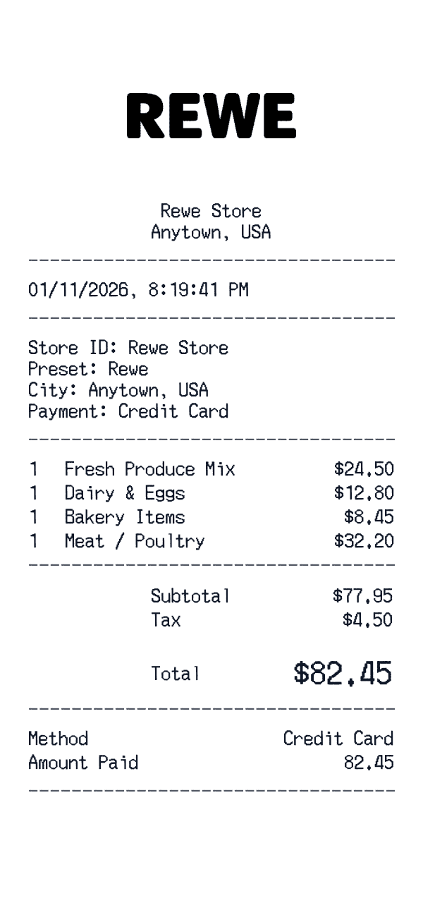 Rewe receipt preview