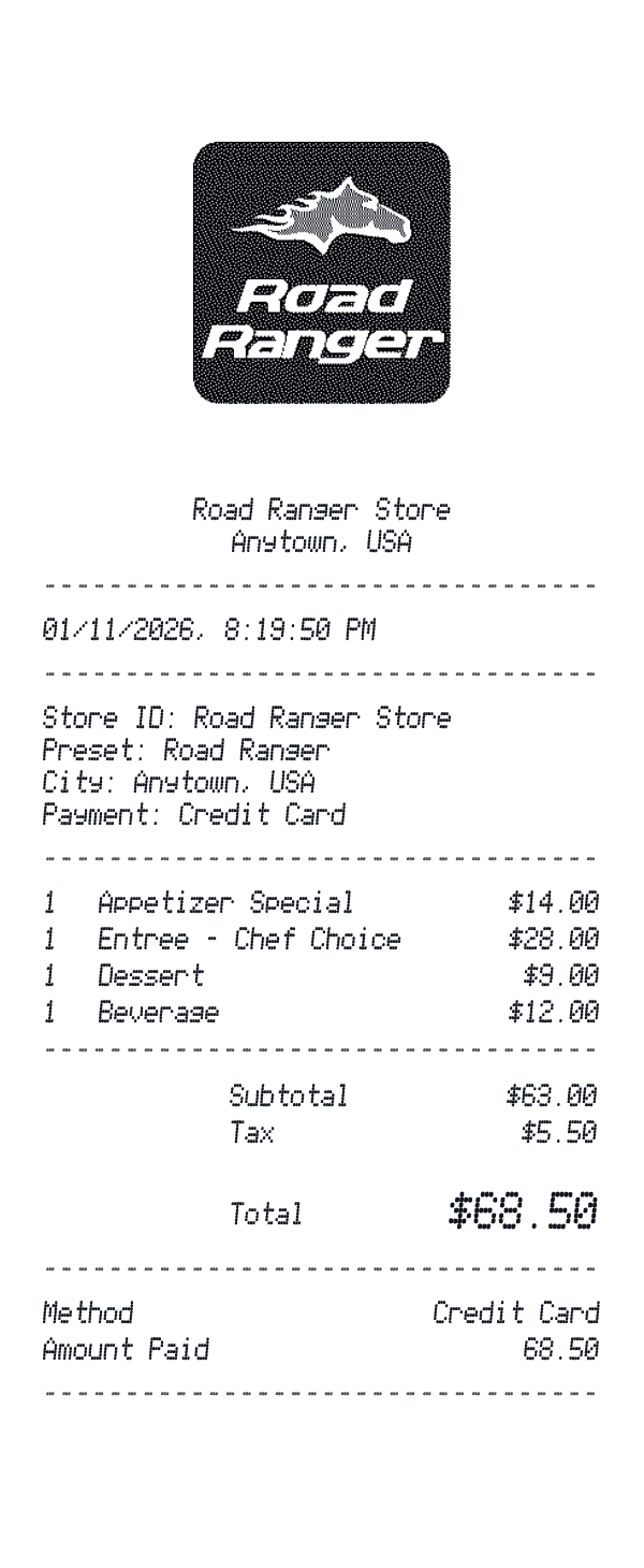 Road Ranger receipt preview