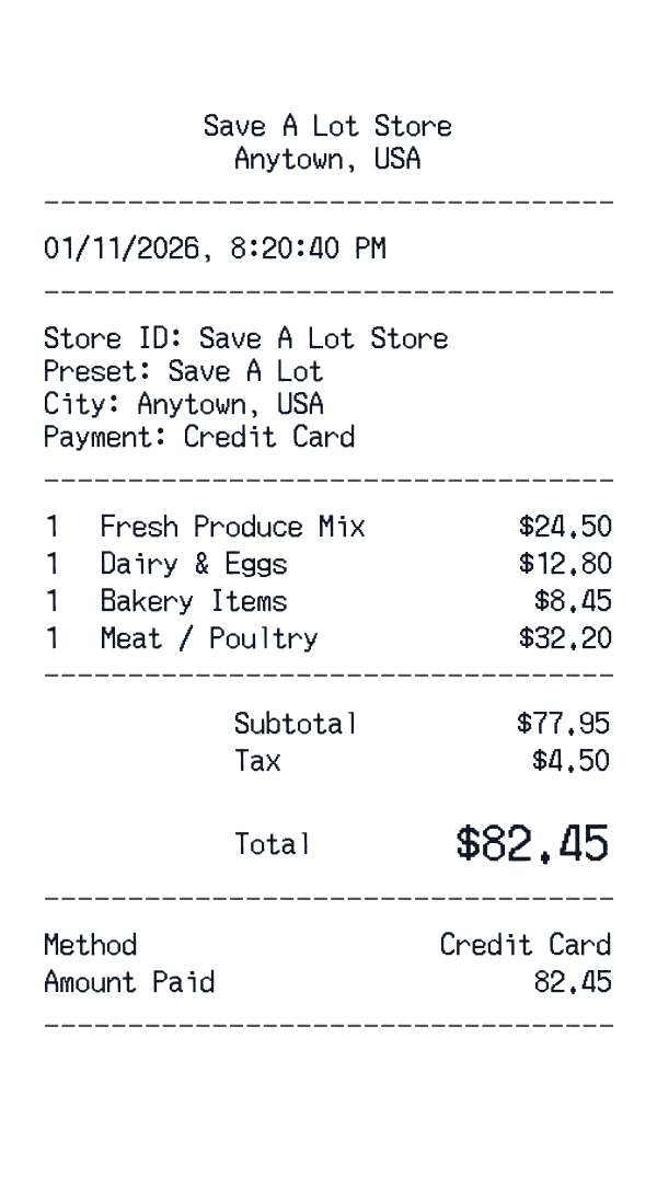 Save A Lot receipt preview