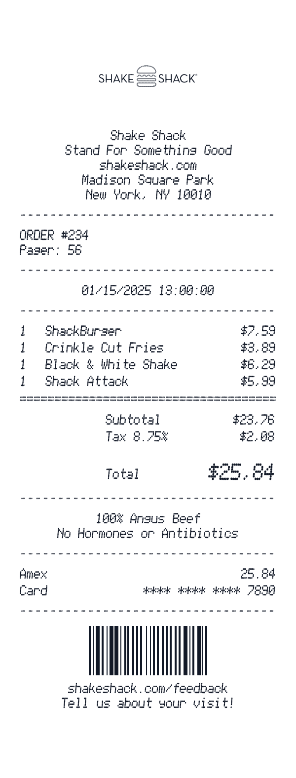 Shake Shack receipt preview
