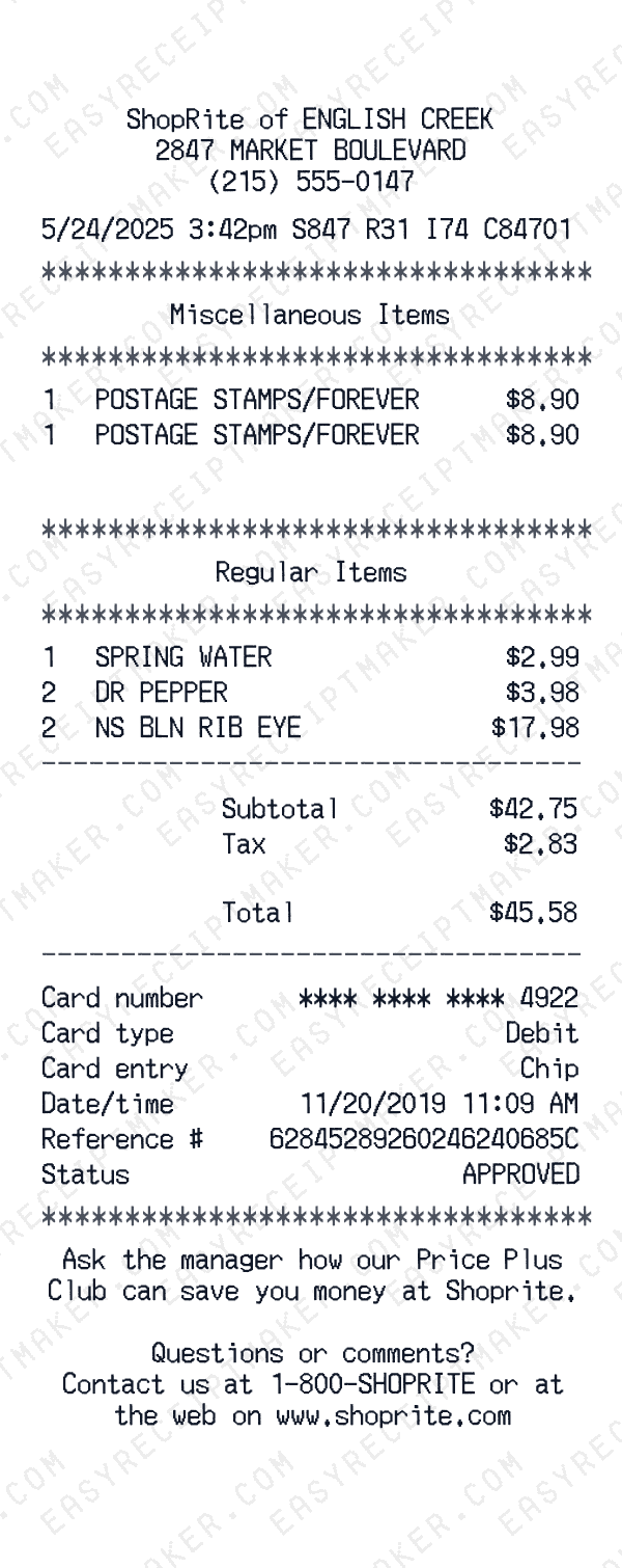 ShopRite receipt preview
