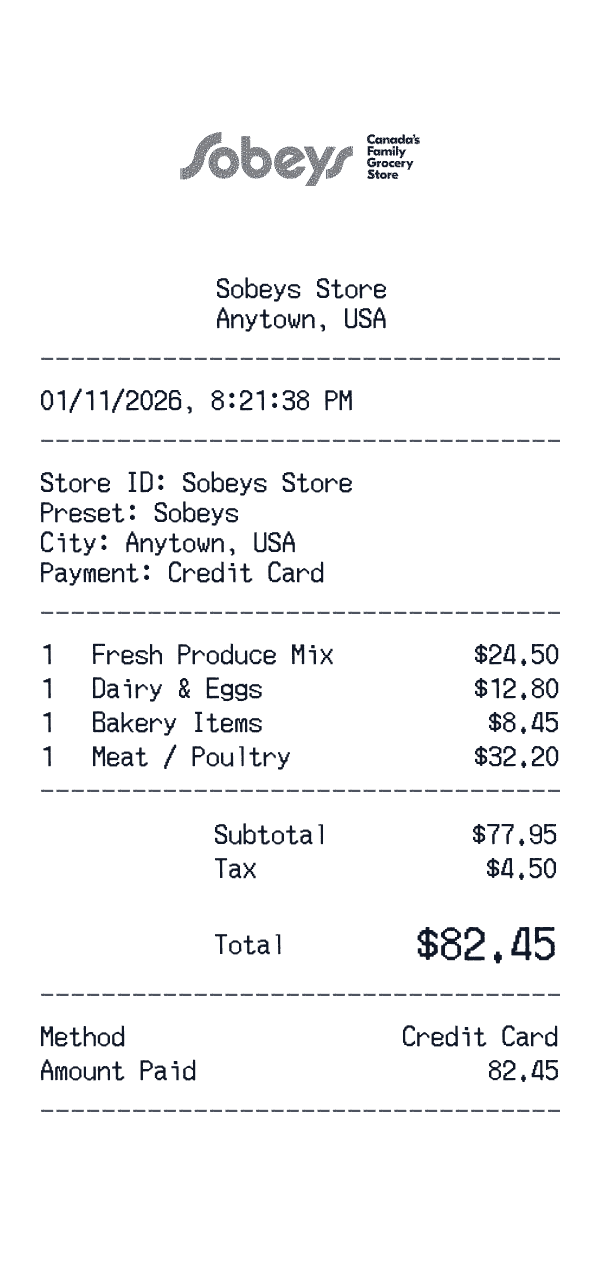Sobeys receipt preview