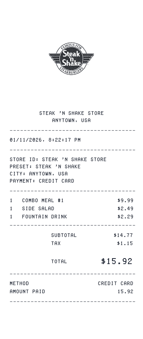 Steak 'n Shake receipt preview