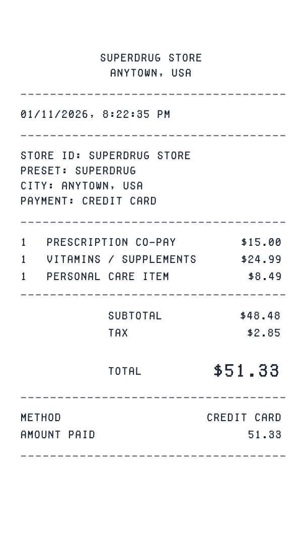 Superdrug receipt preview