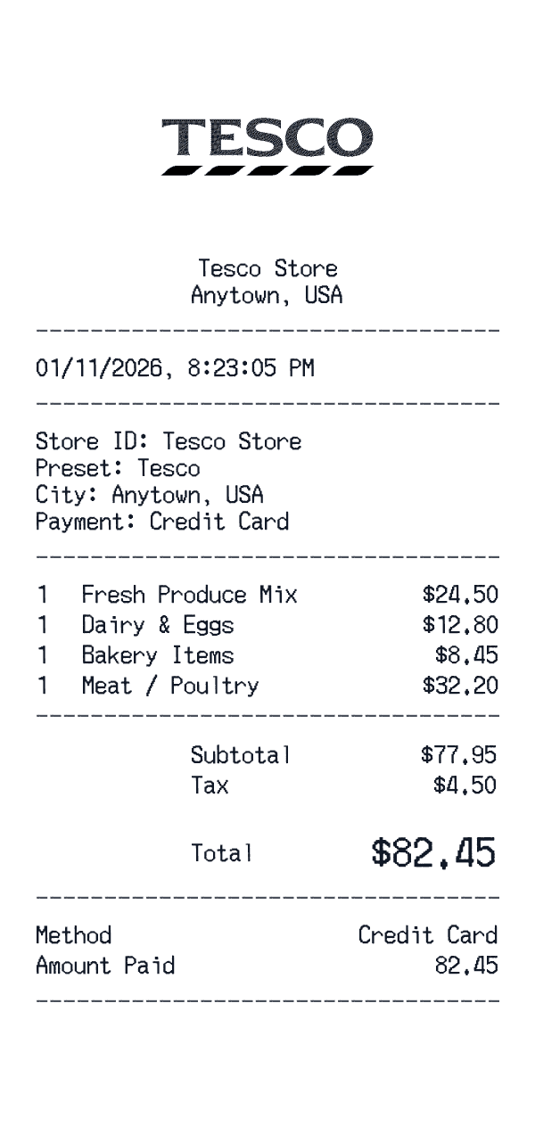 Tesco receipt preview