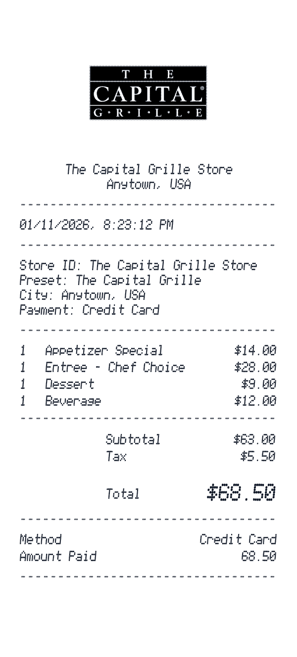 The Capital Grille receipt preview