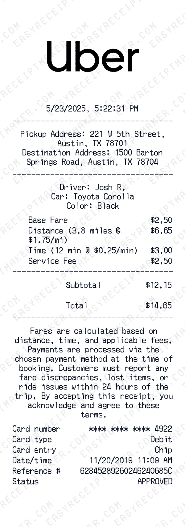 Uber receipt