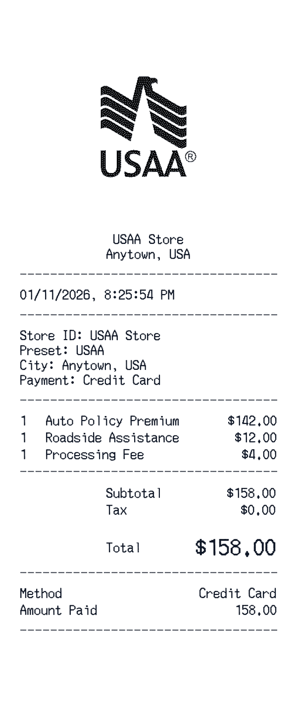 USAA receipt preview