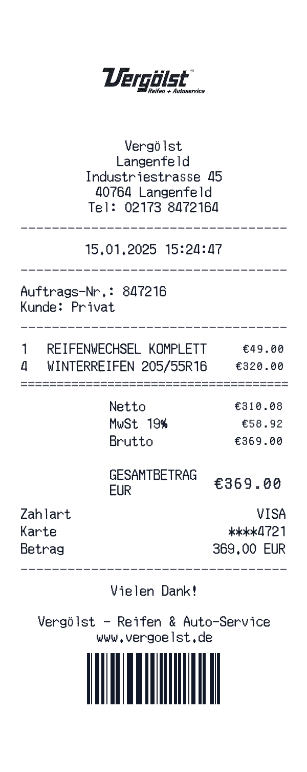 Vergölst receipt template example