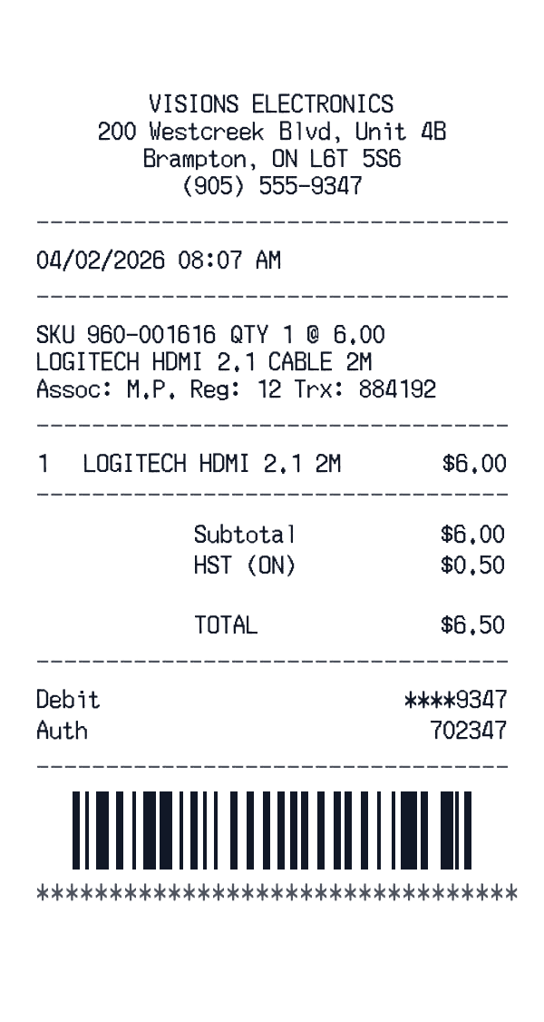 Visions Electronics Receipt receipt template generator preview