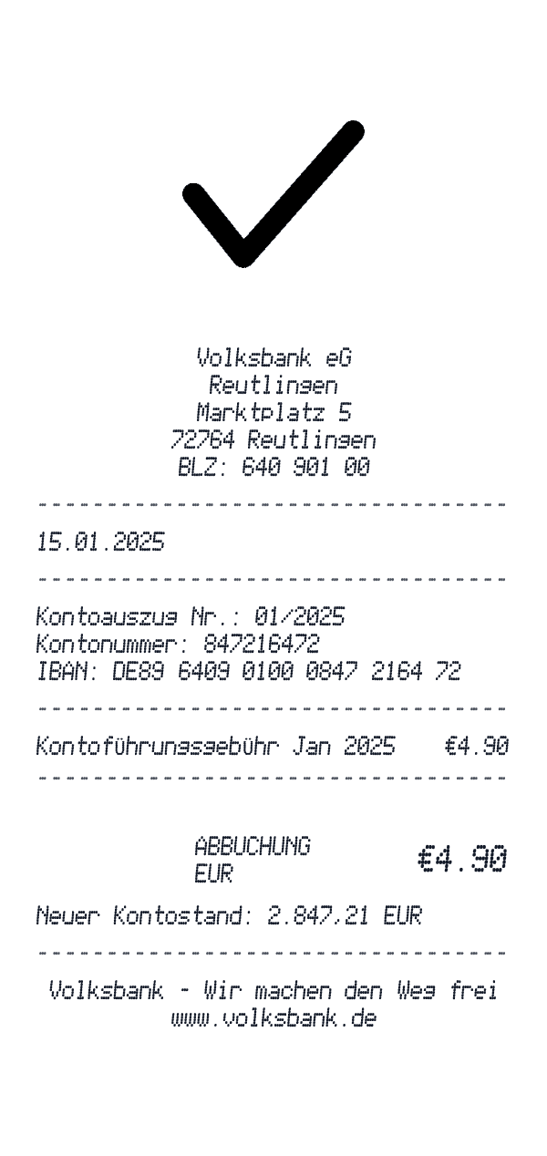 Volksbank receipt template example