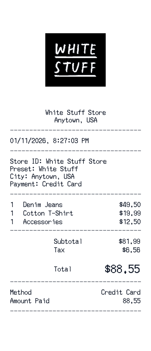 White Stuff receipt preview