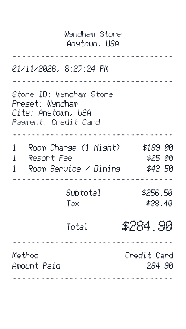 Wyndham receipt preview