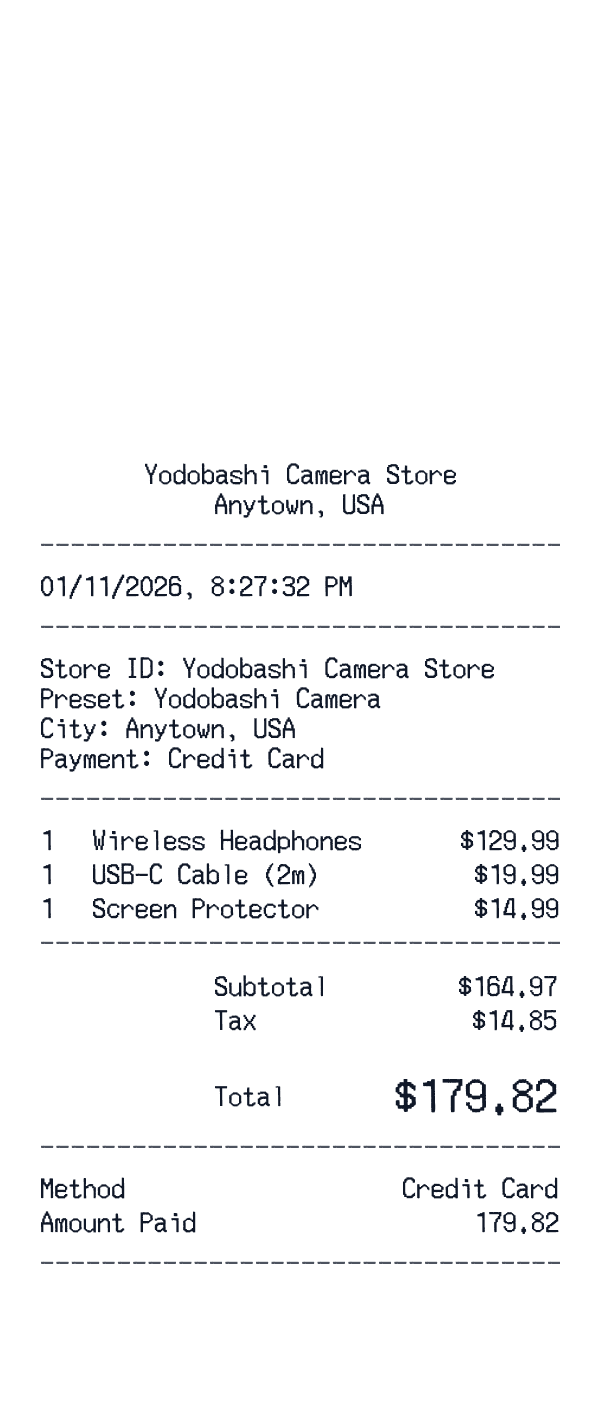 Yodobashi Camera receipt preview