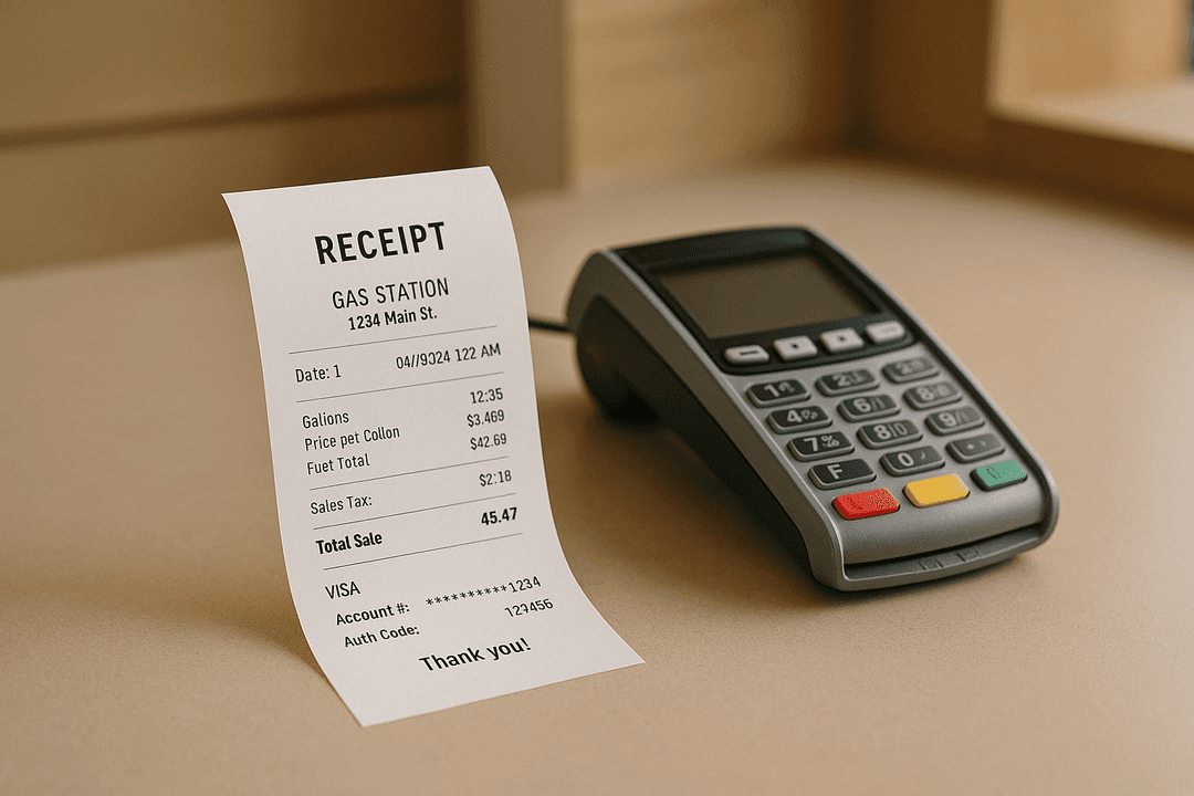 Gas station receipt generator