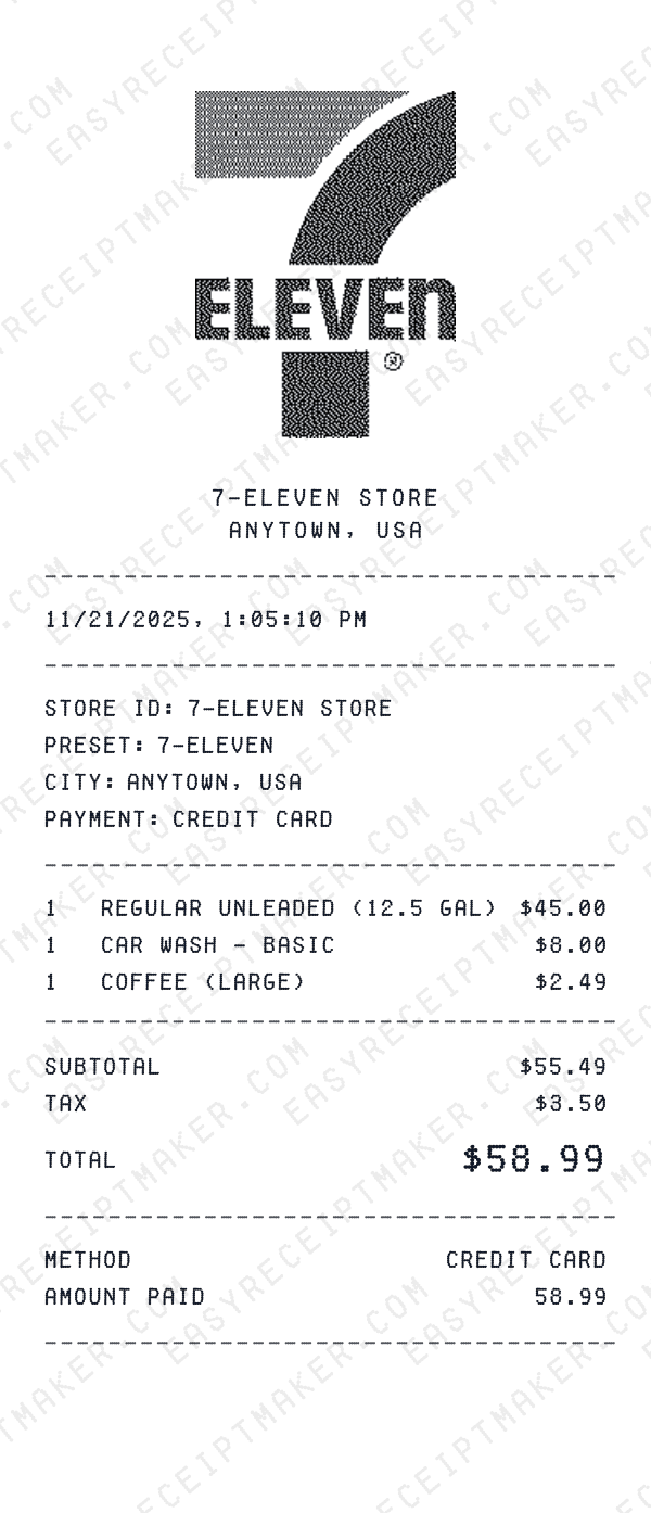 7-Eleven receipt preview