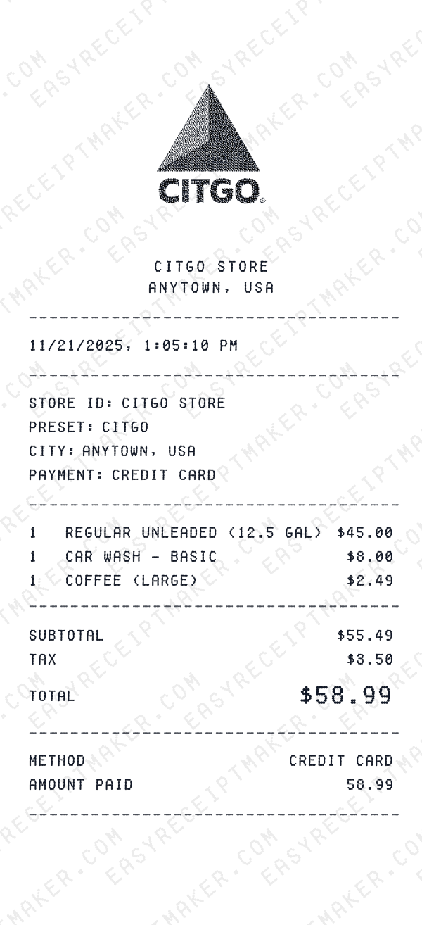 Citgo receipt preview