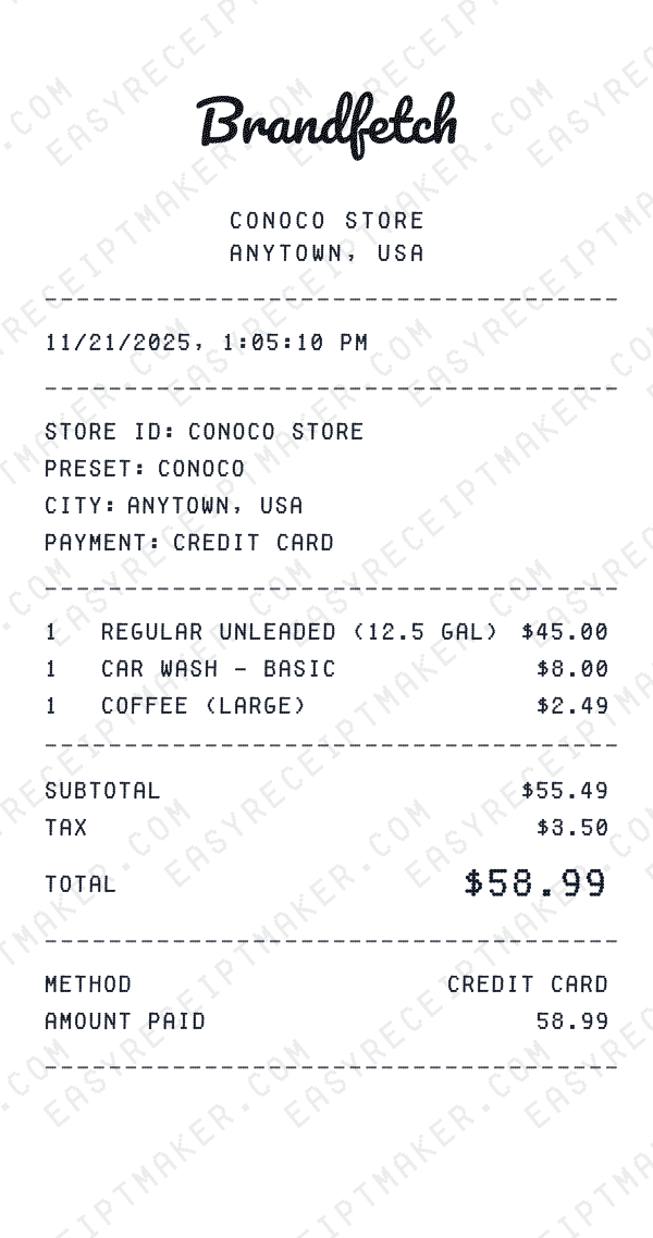 Conoco receipt preview