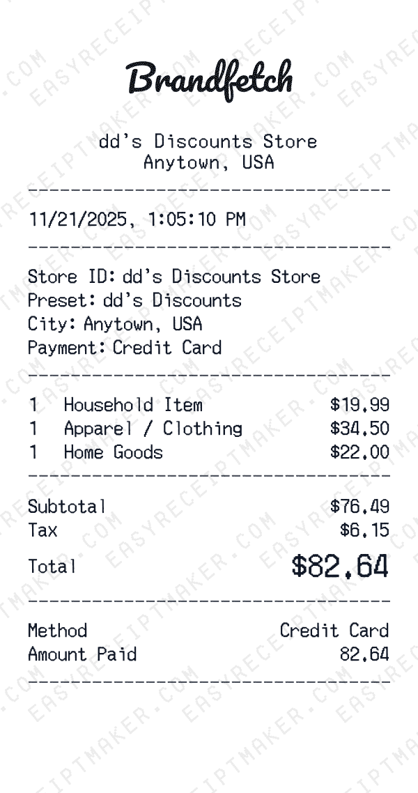 dd's Discounts receipt preview