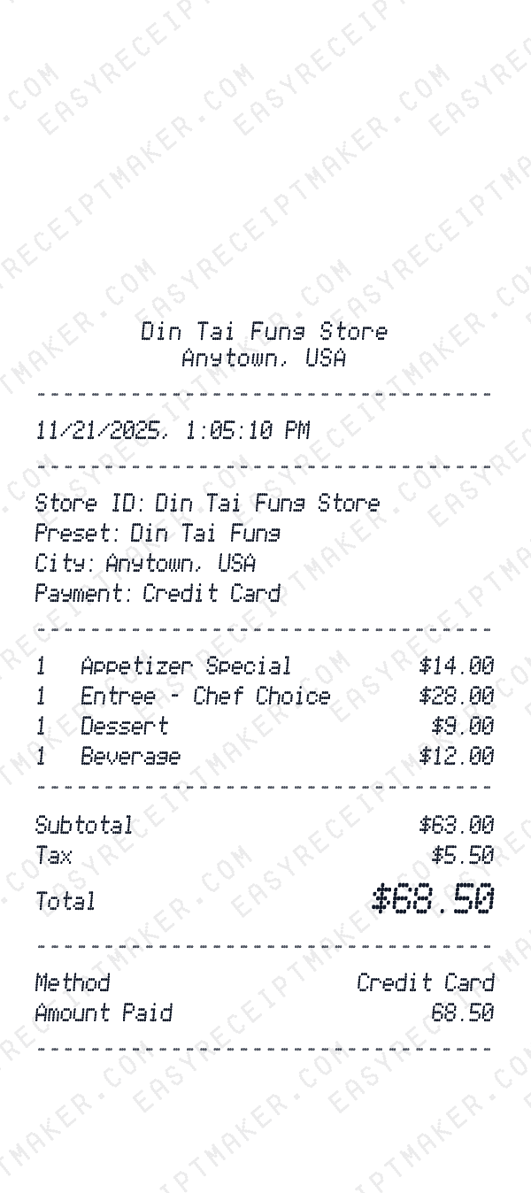 Din Tai Fung receipt preview
