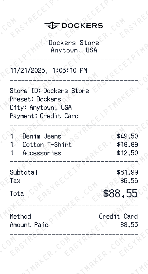 Dockers receipt preview