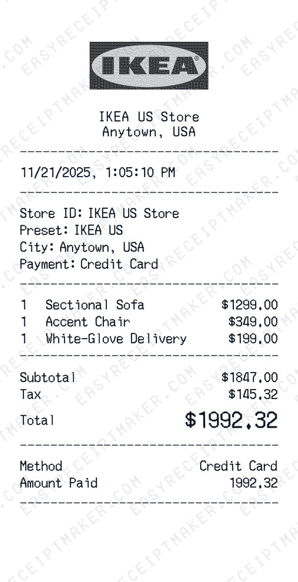 IKEA US receipt preview