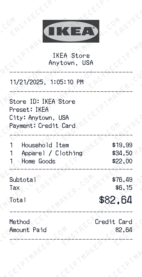 IKEA receipt preview
