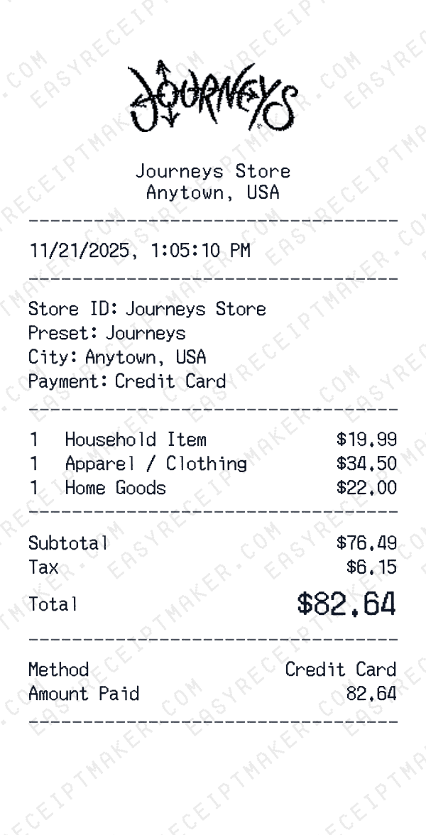 Journeys receipt preview