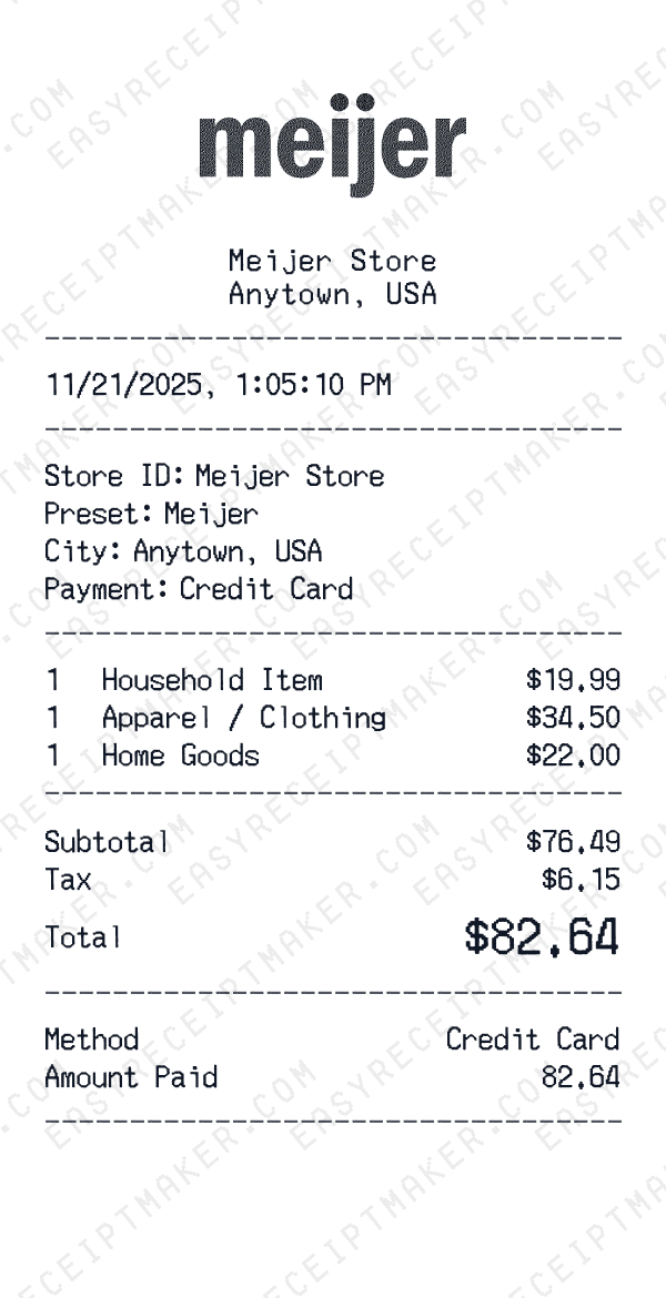 Meijer receipt preview