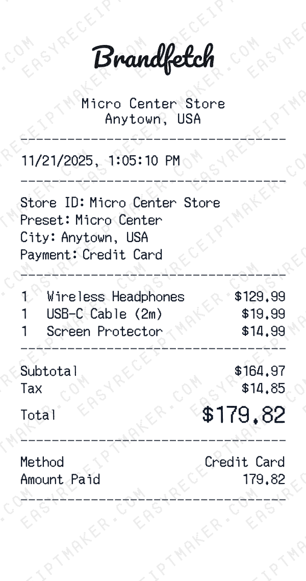 Micro Center receipt preview
