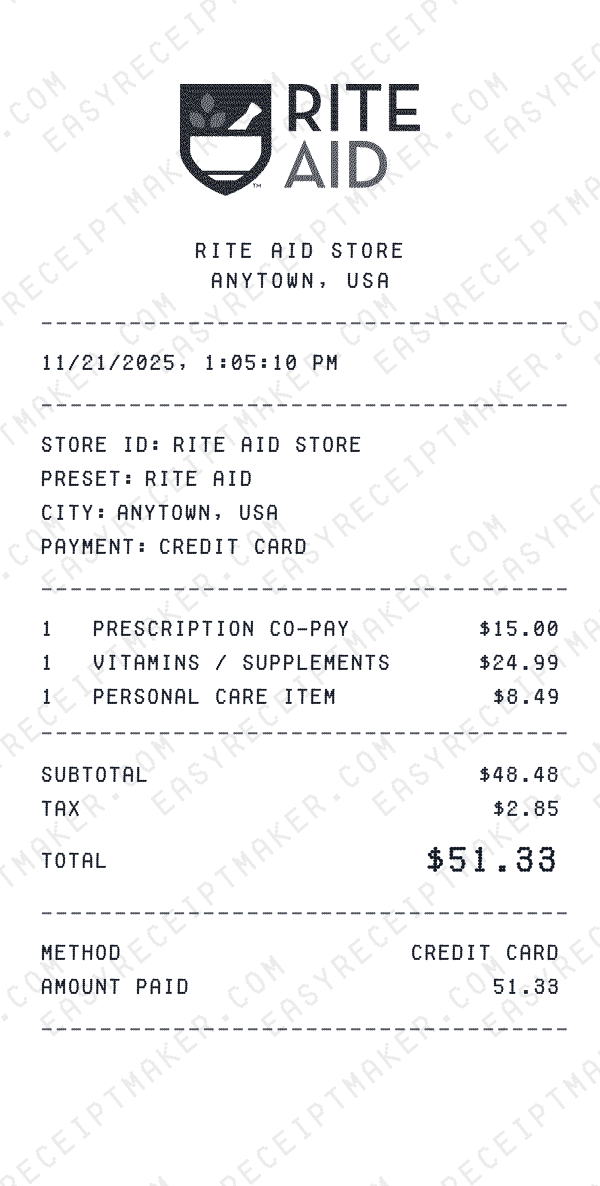 Rite Aid receipt preview