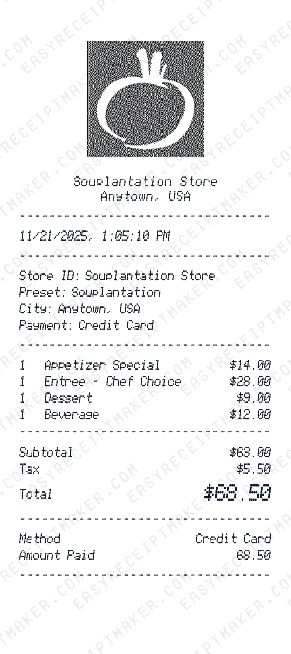 Souplantation receipt preview