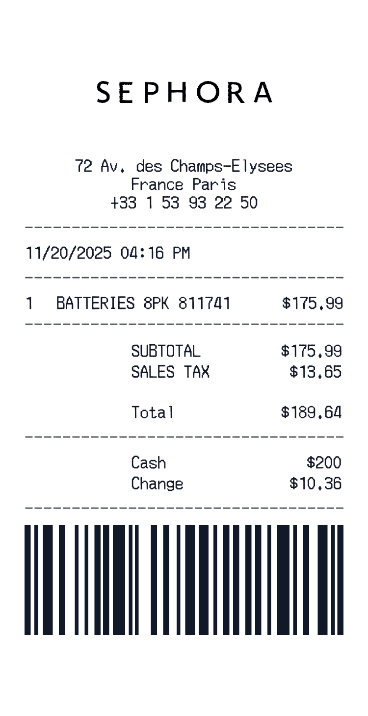 Sephora receipt example receipt preview
