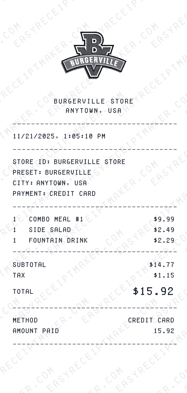 Burgerville receipt preview