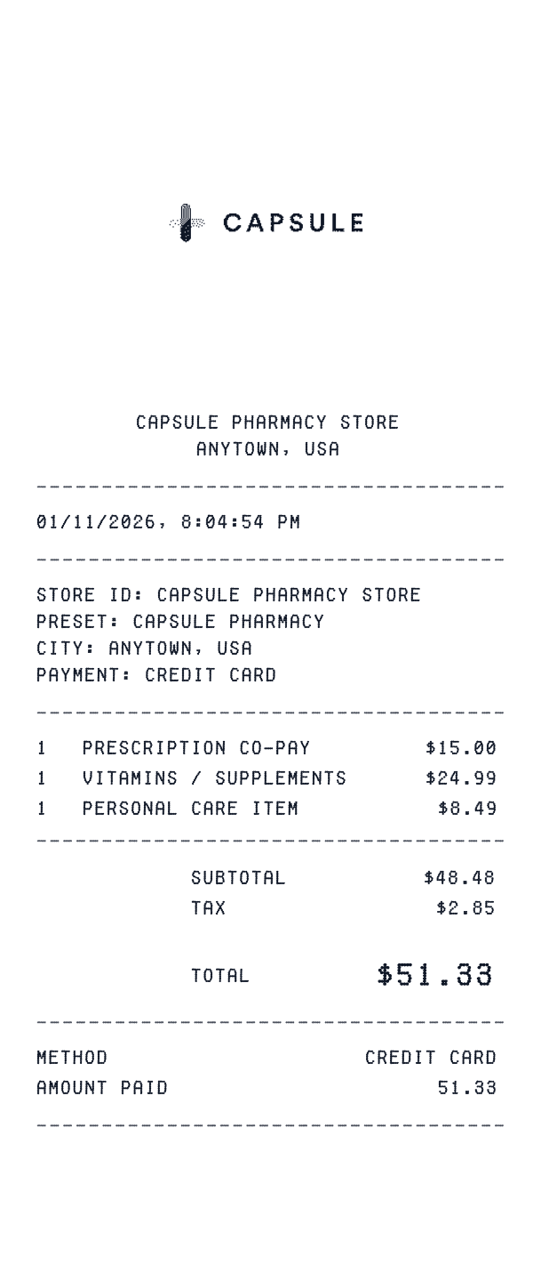 Capsule Pharmacy Receipt Capsule Pharmacy receipt template example