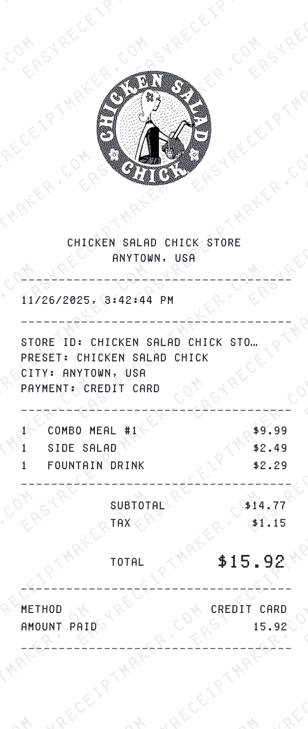 Chicken Salad Chick receipt preview