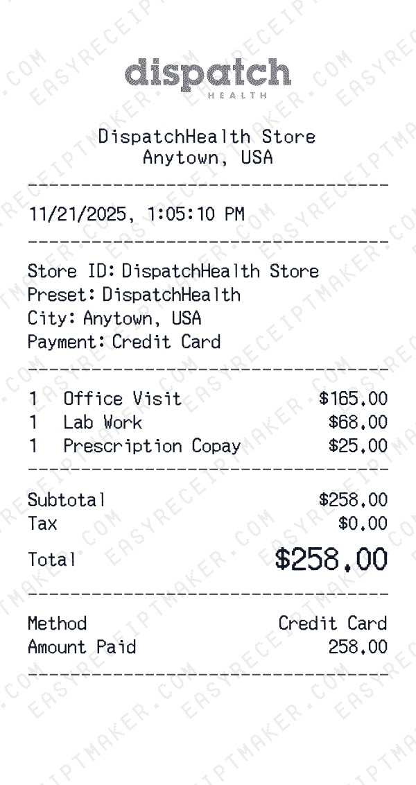 DispatchHealth receipt preview