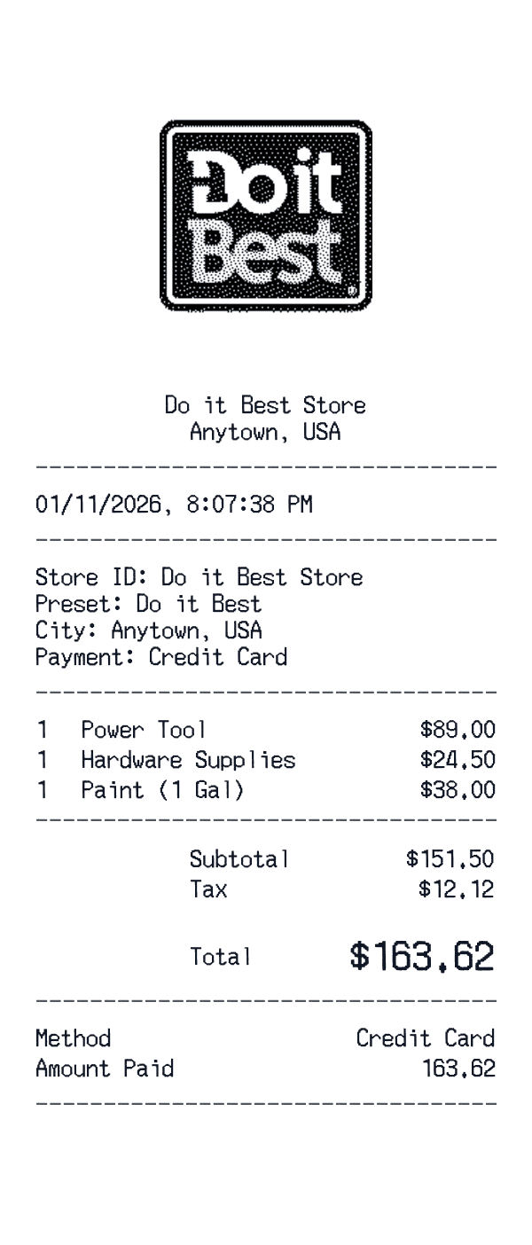 Do it Best Receipt Do it Best receipt template example