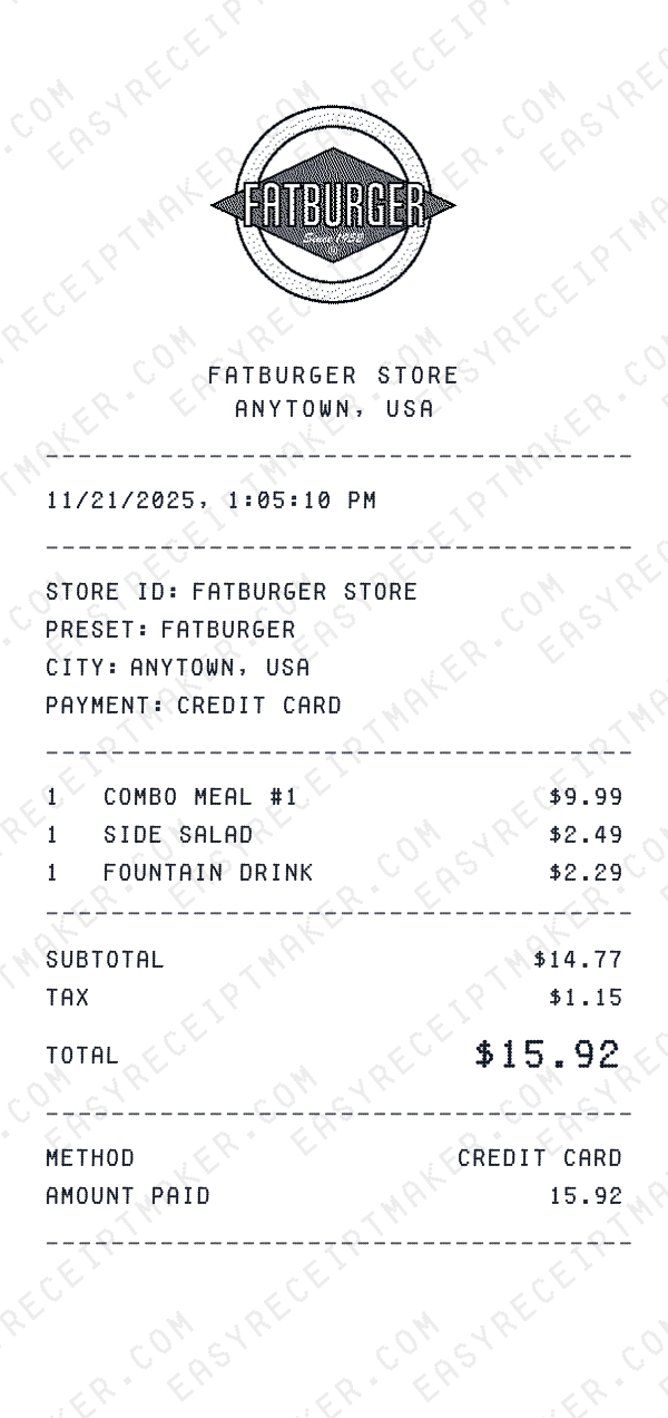 Fatburger receipt preview
