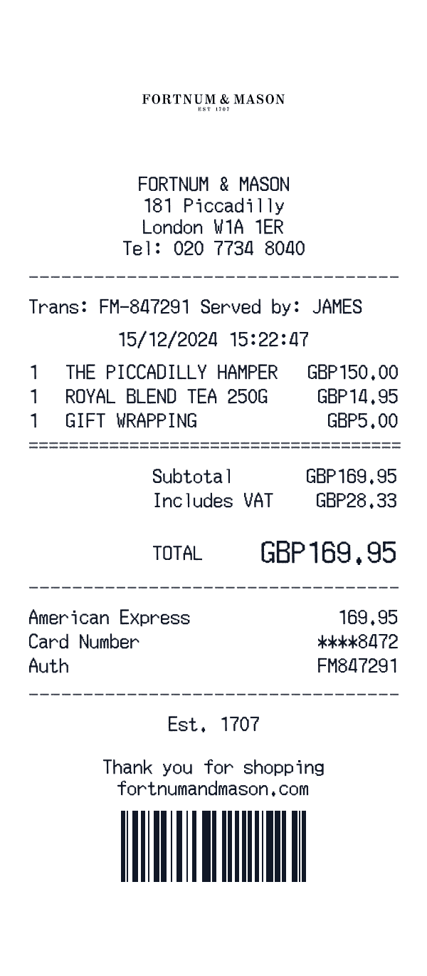 Fortnum & Mason Receipt Template Generator Fortnum & Mason receipt template generator preview