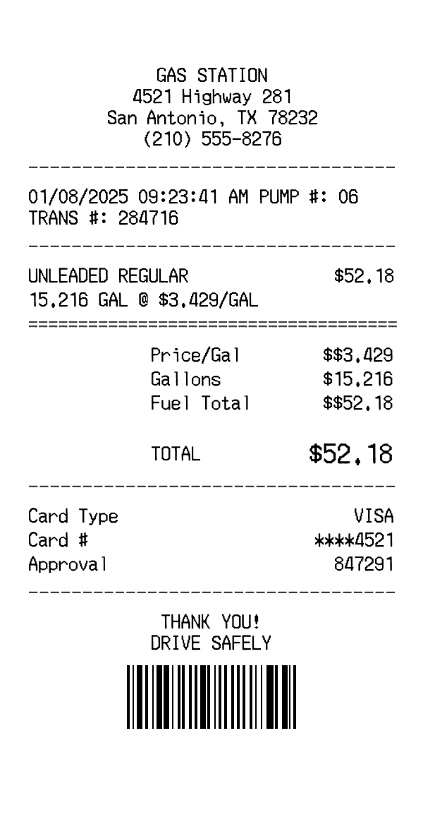 Gas Station Receipt Receipt Template Generator Gas Station Receipt receipt template generator preview